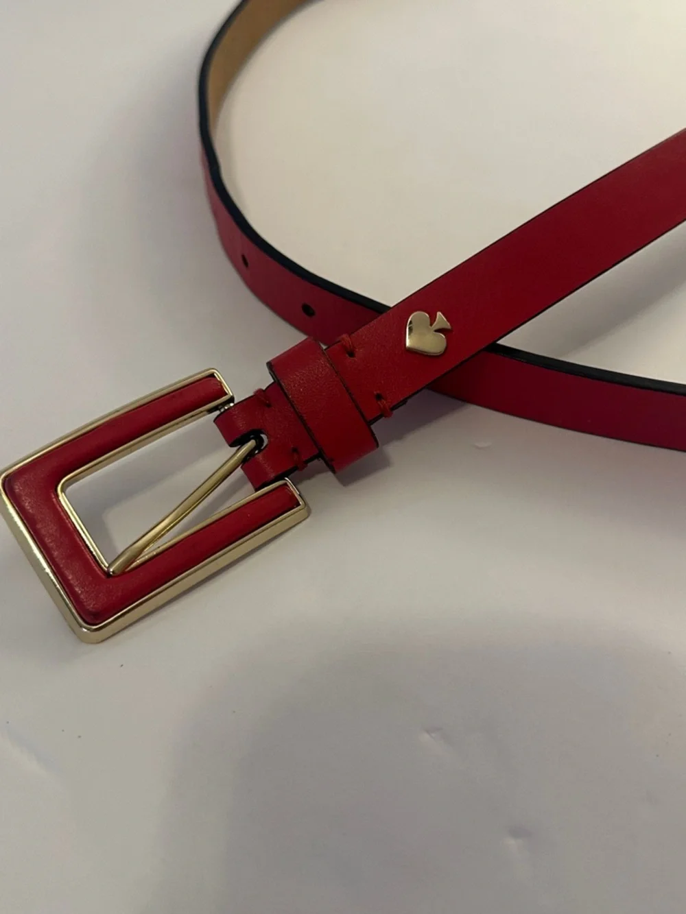 Kate Spade New York In The Loop Red Genuine Leather Bow Belt - Size Small